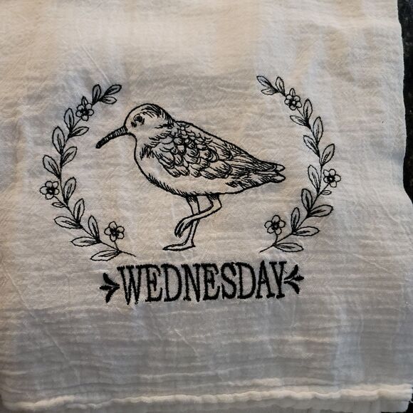 Embroidered Days of the Week Hand Towels - Picture 4 of 7